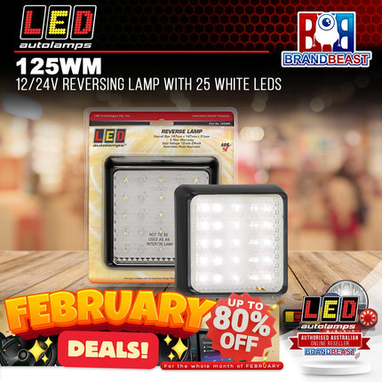 LED Autolamps 125WM 12/24V Reversing Lamp with 25 White LEDs