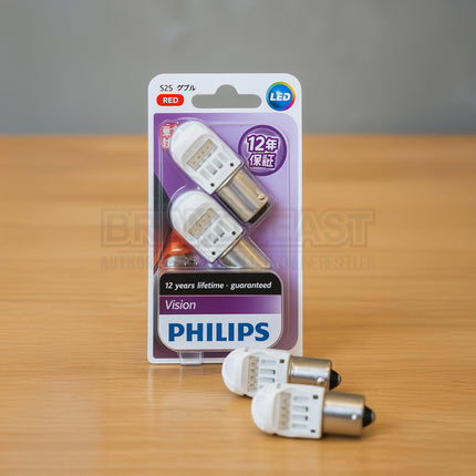 Philips 12839REDB2 LED Tail Light Bulbs Bayonet 12V Red – 2 Pack Brake & Rear Lamp