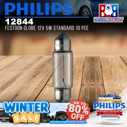 PHILIPS 12844 Festoon Globe 12V 5W Standard 10 Pce