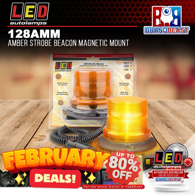 LED Autolamps 128AMM Amber Strobe Beacon Magnetic Mount