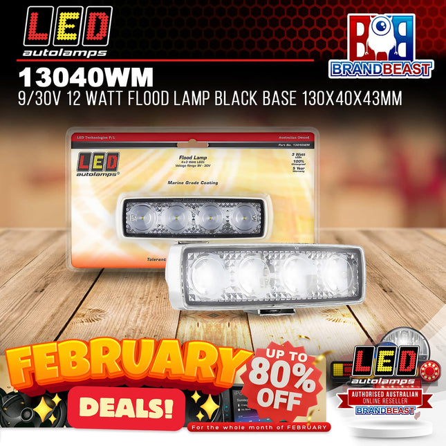 LED Autolamps 13040WM LED Work Lamp 12W Fld Beam 9-30V