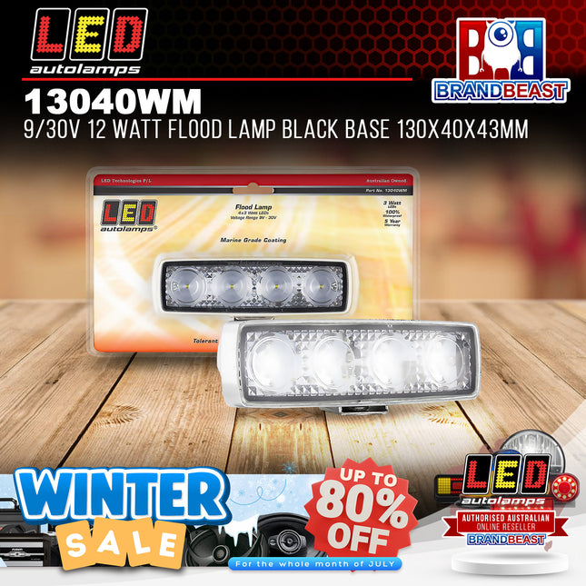 LED Autolamps 13040WM LED Work Lamp 12W Fld Beam 9-30V