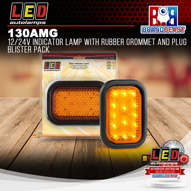 LED Autolamps 130AMG 12/24V Indicator Lamp With Rubber Grommet Plug Blister Pack