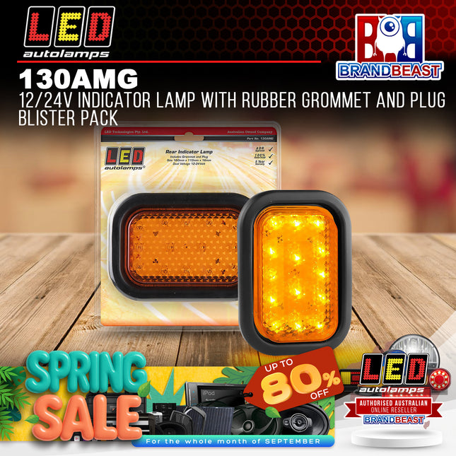 LED Autolamps 130AMG 12/24V Indicator Lamp With Rubber Grommet Plug Blister Pack