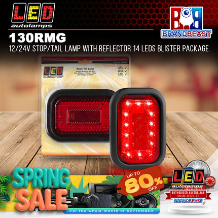 LED Autolamps 130RMG 12/24V Stop/Tail Lamp Reflector 14 LEDs Blister Package