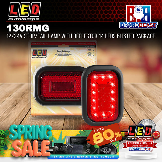 LED Autolamps 130RMG 12/24V Stop/Tail Lamp Reflector 14 LEDs Blister Package