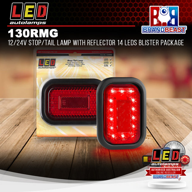 LED Autolamps 130RMG 12/24V Stop/Tail Lamp Reflector 14 LEDs Blister Package