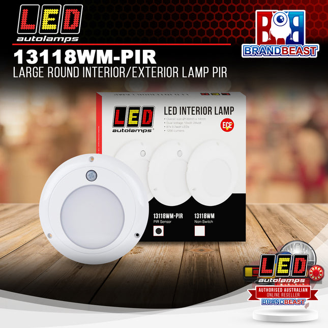 LED Autolamps 13118WM-PIR Large Round Interior/Exterior Lamp PIR