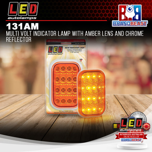 LED Autolamps 131AM Multi Volt Indicator Lamp With Amber Lens Chrome Reflector