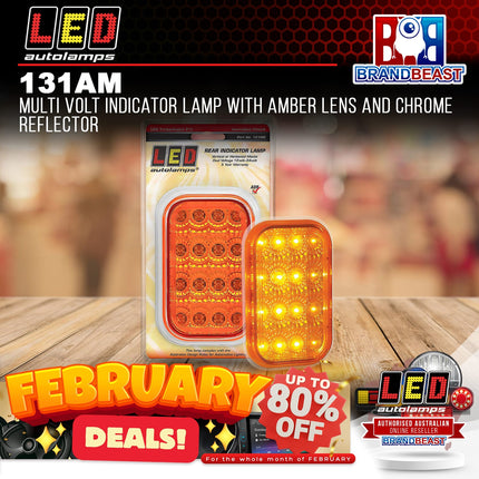 LED Autolamps 131AM Multi Volt Indicator Lamp With Amber Lens Chrome Reflector