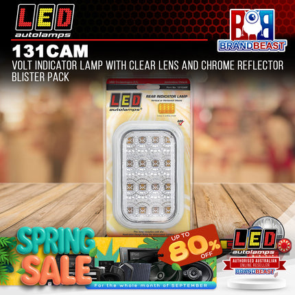 LED Autolamps 131CAM Volt Indicator Lamp Clear Lens Chrome Reflector BlisterPack