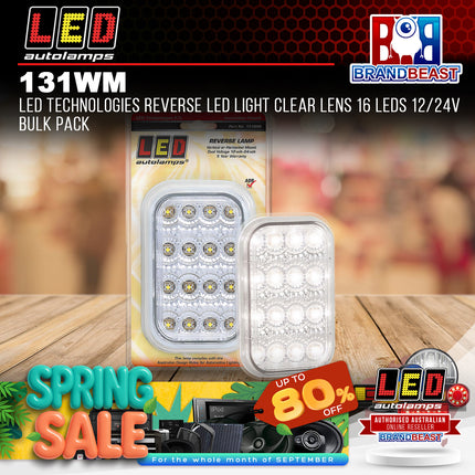 LED Autolamps 131WM LED Technologies Reverse LED Light Clear Lens 16 LEDs 12/24V
