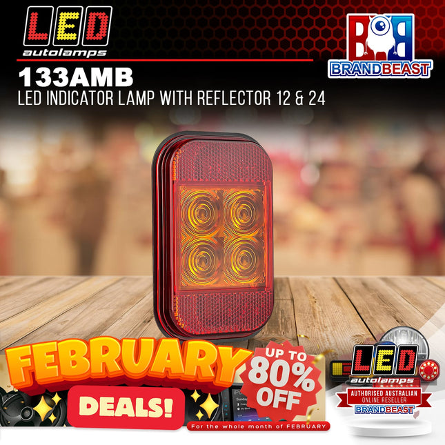 LED AutoLamps 133AMB LED Indicator Lamp with Reflector 12 & 24