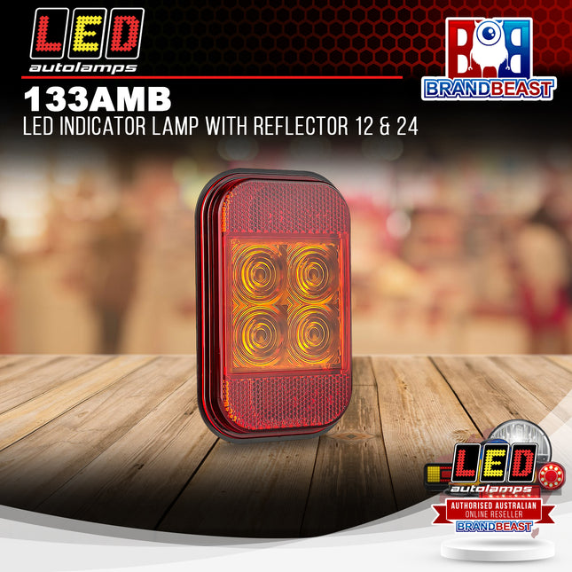LED AutoLamps 133AMB LED Indicator Lamp with Reflector 12 & 24