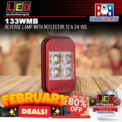 LED Autolamps 133WMB Reverse Lamp With Reflector 12 &amp; 24 Vol