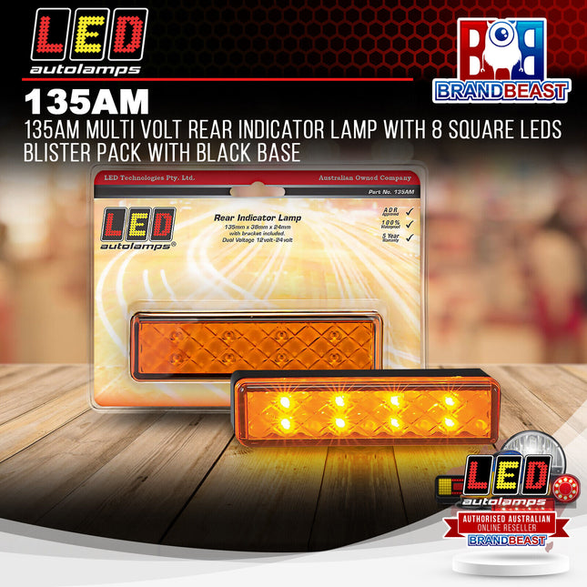 LED Autolamps 135AM MultiVolt Rear Indicator Lamp 8Square LED Blister Black Base