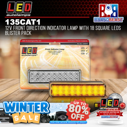 LED Autolamps 135CAT1 12V Front Direction Indicator Lamp 18 Square LEDs Blister
