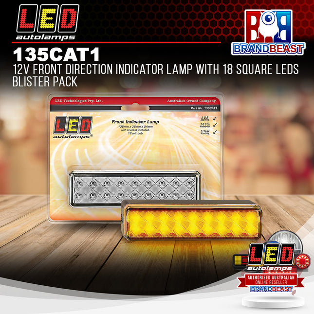 LED Autolamps 135CAT1 12V Front Direction Indicator Lamp 18 Square LEDs Blister