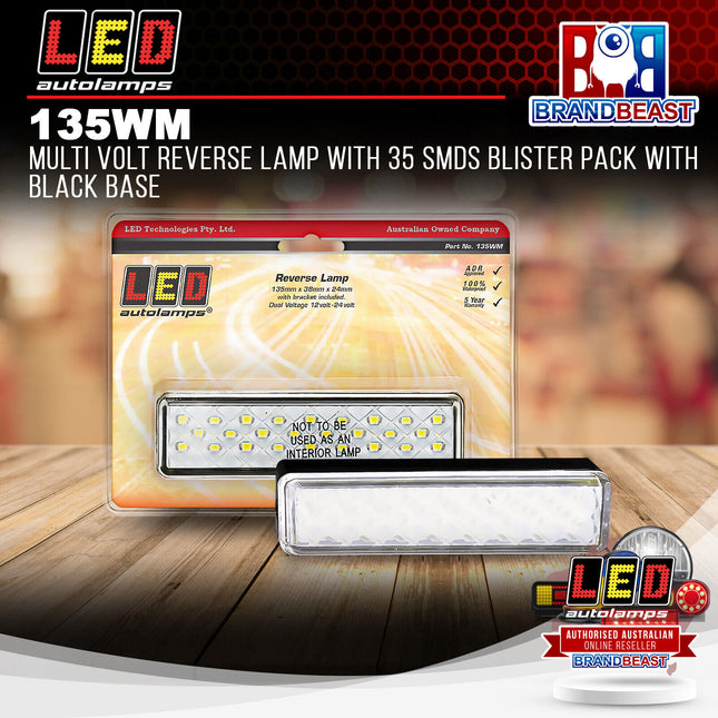 LED Autolamps 135WM Multi Volt Reverse Lamp With 35 SMDS Blister Pack Black Base