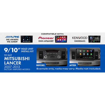 Aerpro AKMB6 Mitsubishi Lancer CJ 2007-2013 9/10 Inch Head Unit Installation Kit