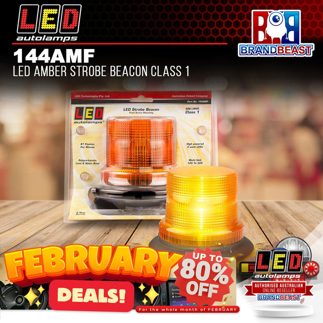 LED Autolamps 144AMF LED Amber Strobe Beacon Class 1