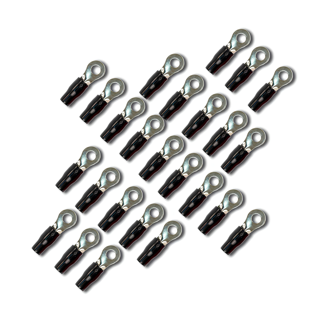Stinger SPT5104B 25 Pack Pro 4GA 5/16" Black Ring Terminals
