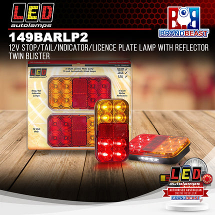 LED Autolamps 149BARLP2 12V Stop/Tail/Indicator/Licence Reflector Twin Blister