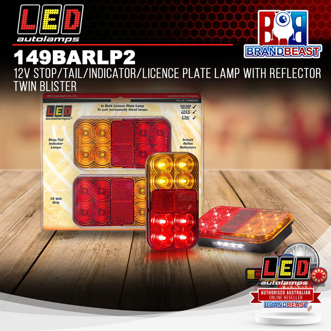 LED Autolamps 149BARLP2 12V Stop/Tail/Indicator/Licence Reflector Twin Blister