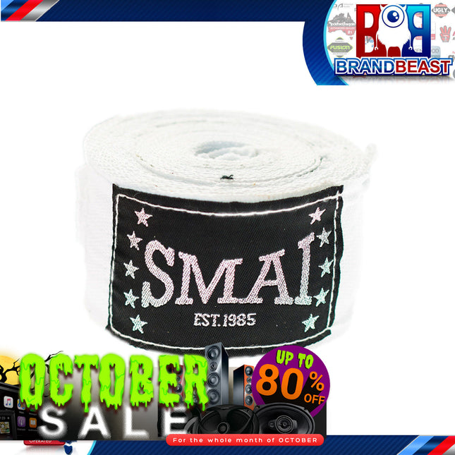 SMAI B020B/L-180-WHI 3x5cm SMAI Boxing Wraps - White