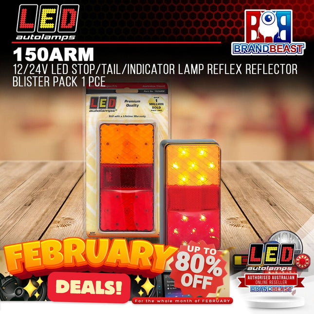 LED Autolamps 150ARM 12/24V LED Stop/Tail/Indicator Lamp Reflector Blister