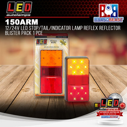 LED Autolamps 150ARM 12/24V LED Stop/Tail/Indicator Lamp Reflector Blister
