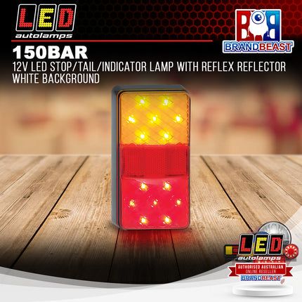 LED Autolamps 150BAR 12V LED Stop/Tail/Indicator Lamp with Reflex Reflector White Background