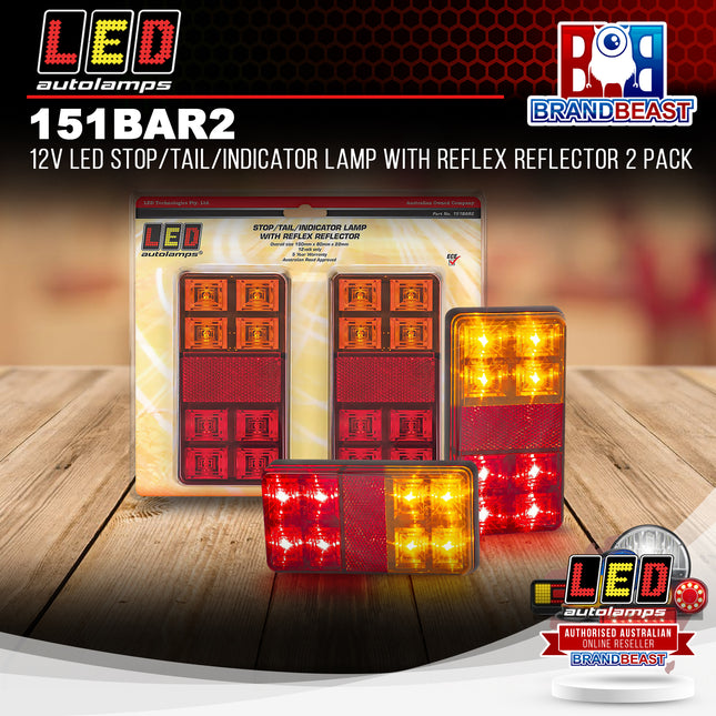 LED Autolamps 151BAR2 12V LED Stop/Tail/Indicator Lamp Reflex Reflector