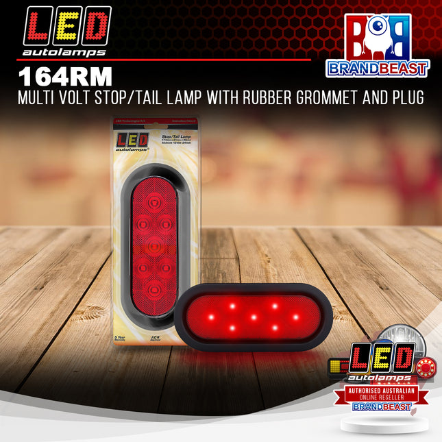 LED Autolamps 164RM Multi Volt Stop/Tail Lamp With Rubber Grommet And Plug