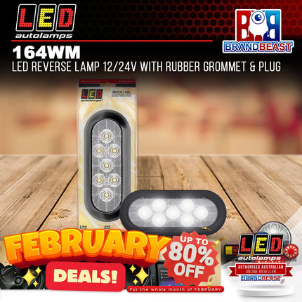 LED Autolamps 164WM LED Reverse Lamp 12/24V With Rubber Grommet &amp; Plug