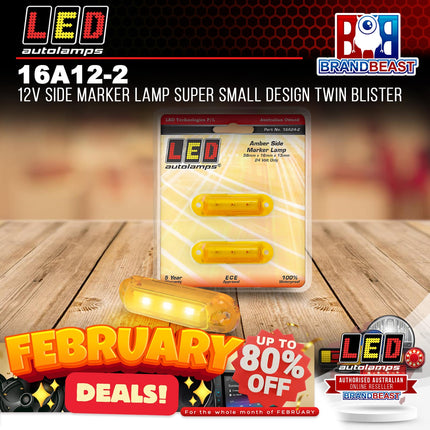 LED Autolamps 16A12-2 12V Side Marker Lamp Super Small Design Twin Blister