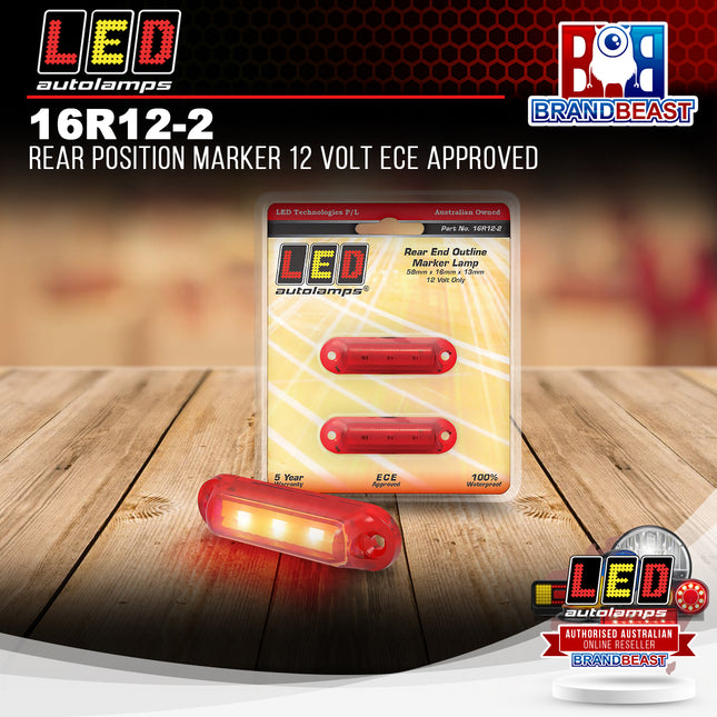 LED Autolamps 16R12-2 Rear Position Marker 12 Volt ECE Approved