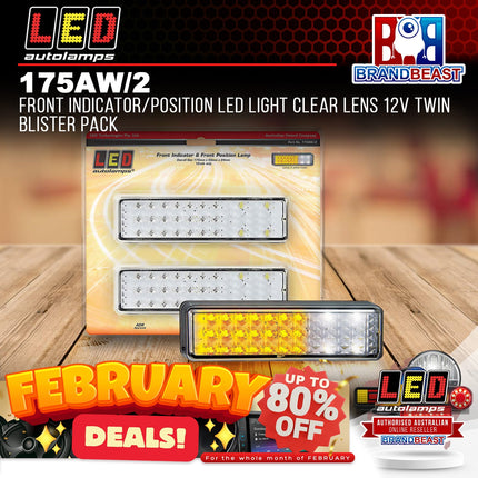 LED Autolamps 175AW/2 Front Indicator/Position LED Light Clear Lens 12v Twin