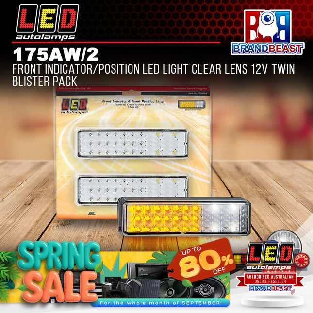 LED Autolamps 175AW/2 Front Indicator/Position LED Light Clear Lens 12v Twin