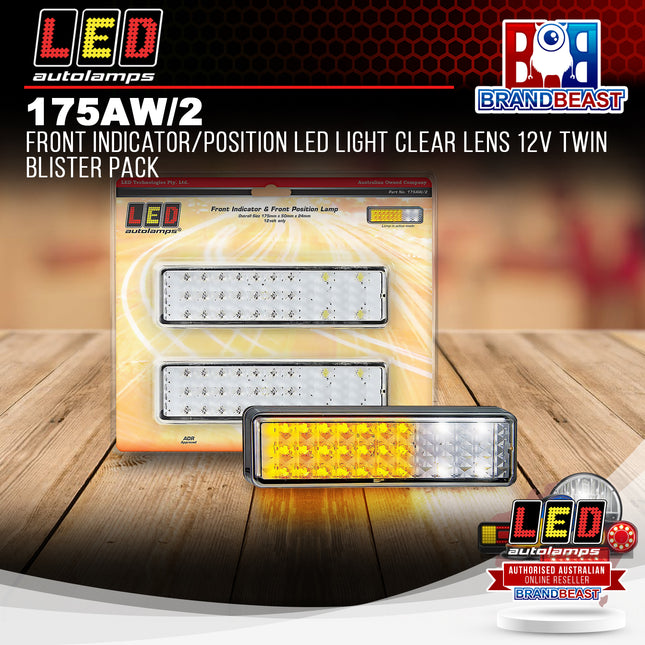 LED Autolamps 175AW/2 Front Indicator/Position LED Light Clear Lens 12v Twin