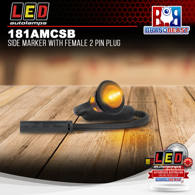 LED Autolamps 181AMCSB Side Marker With Female 2 Pin Plug