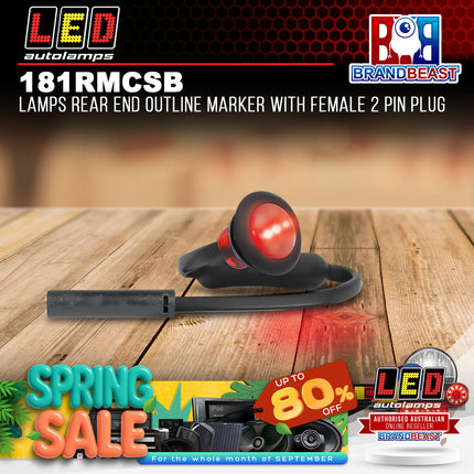 LED Autolamps 181RMCSB Lamps Rear End Outline Marker With Female 2 Pin Plug