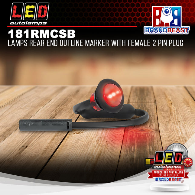 LED Autolamps 181RMCSB Lamps Rear End Outline Marker With Female 2 Pin Plug
