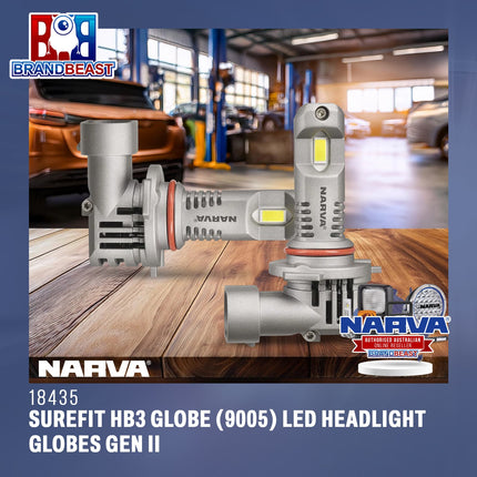 Narva 18435 Surefit HB3 Globe (9005) LED Headlight Globes Gen II