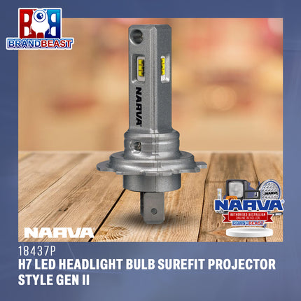 Narva 18437P H7 LED Headlight Bulb Surefit Projector Style Gen II