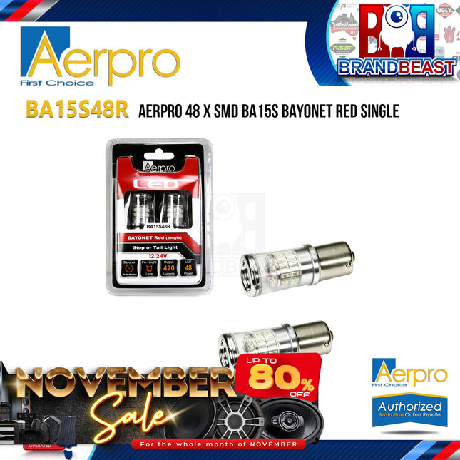 Aerpro BA15S48R 48 X SMD BA15S Bayonet Red Single