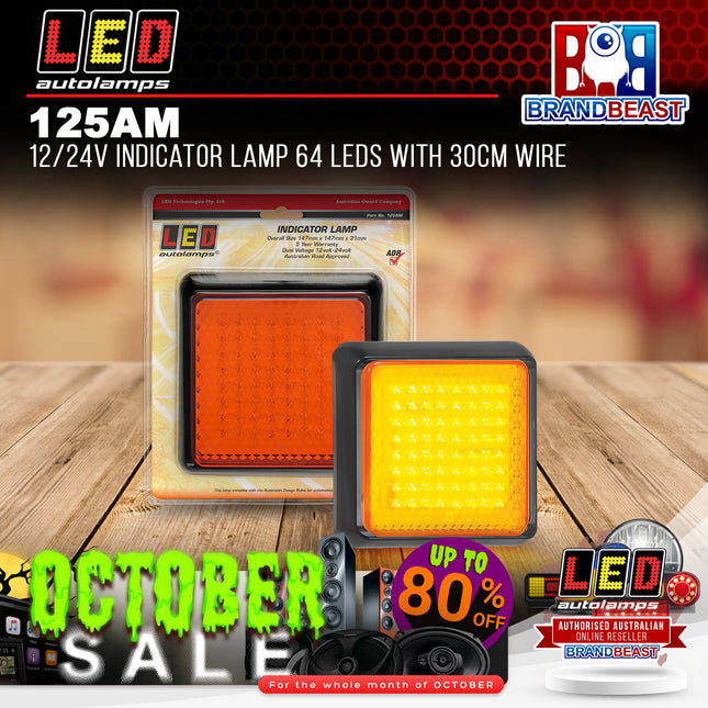 LED Autolamps 125AM 12/24V Indicator Lamp 64 LEDs With 30cm Wire