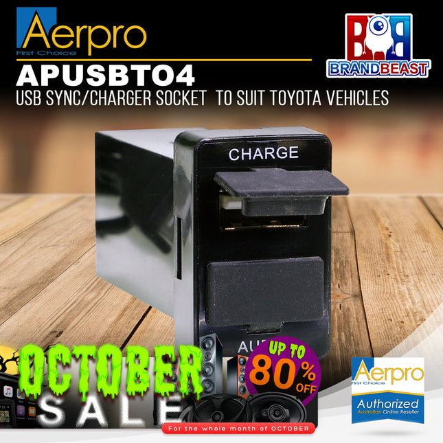 Aerpro APUSBTO4 Dual USB Charge & Sync Suit Toyota Various Models (21mm x 32mm)