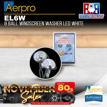 Aerpro EL6W 8 Ball Windscreen Washer LED White
