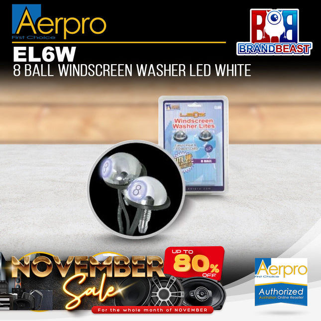 Aerpro EL6W 8 Ball Windscreen Washer LED White
